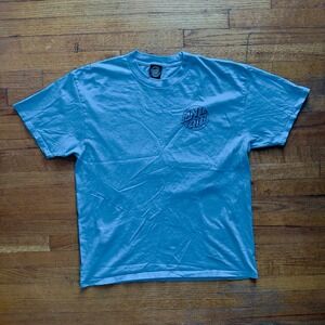 Sky Blue Santa Cruz T-Shirt Graphic Print Skateboarding‎ Short Sleeve Size Large